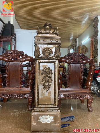 Đúc trụ cầu thang bằng đồng chạm hoa văn tinh xảo cao 1m45 cho biệt thự chú Dũng Trương Định..!
