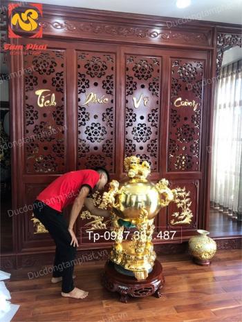 Đỉnh thất lân vờn cầu (đỉnh quả bóng) cao 1m1 mạ vàng 24k cao cấp lắp đặt tại Hải Phòng