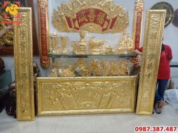 Bộ đại tự câu đối mạ vàng 24k kích thước 1m76 x 68cm..!