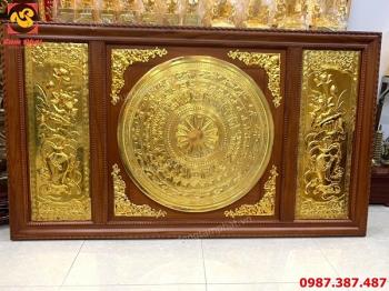 Tranh mặt trống đồng 2m3 mạ vàng 24k khung gỗ đã hoàn thiện và lắp đặt cho khách..!