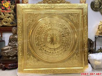 Mặt trống đồng đường kính 1m55 đúc liền khối mạ vàng 24k tuyệt đẹp..!
