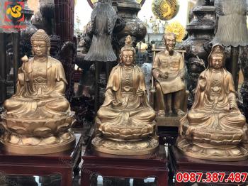 Tượng phật bằng đồng , đúc tượng tam thánh phật giá rẻ cao 67cm