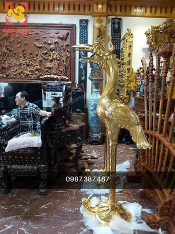 Đôi hạc đồng đỏ cao 1m97 thếp vàng đã bàn giao nhà chú Tiến Bắc Ninh..!