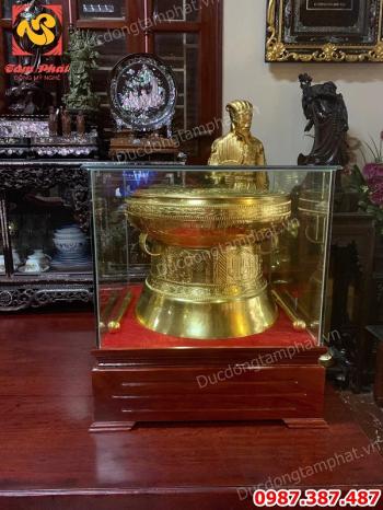 Trống đồng dát vàng lắp đặt và bàn giao cho khách Bắc Ninh