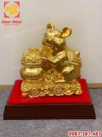Chuột phong thủy, linh vật chuột năm 2020 bằng đồng dát vàng.!