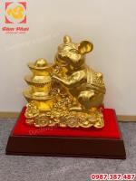 Chuột phong thủy, linh vật chuột năm 2020 bằng đồng dát vàng.!