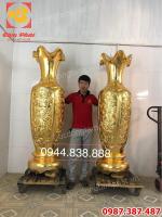Đôi lọ lộc bình bằng đồng cao 1m75 mạ vàng tuyệt đẹp.!