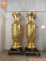 Đôi lọ lộc bình bằng đồng cao 1m75 mạ vàng tuyệt đẹp.!