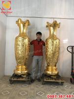 Đôi lọ lộc bình bằng đồng cao 1m75 mạ vàng tuyệt đẹp.!