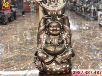 Tượng đồng Di Lặc, tượng đồng Di lặc khảm tam khí cao 60 cm