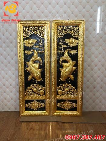 Tranh Lý Ngư Vọng Nguyệt Khung Liền đồng mạ vàng cực ý nghĩa.!