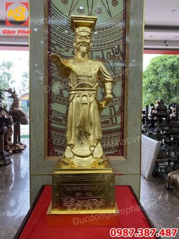 Tượng đồng vua Đinh Tiên Hoàng cao 90cm Dát vàng 9999