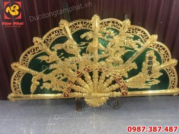 Quạt Mai Điểu và Tùng Hạc Mạ vàng - Ý nghĩa của sự Thịnh Vượng và Trường Thọ Bằng đồng mạ vàng 24k