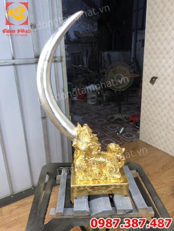 Đúc Giá Ngà Bằng Đồng dát vàng 9999 độc đáo tinh xảo