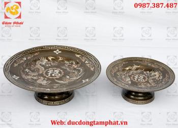 Mâm đồng, bán mâm đồng khảm tam khí đường kính 30 cm