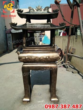 Lư Hương Hóa Vàng chạm hoa sen cao 1m85 nặng 500kg đóng gói bàn giao cho chùa Phúc Khánh