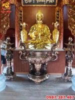 Tượng Phật Adida ngồi đài sen cao 3m bằng đồng dát vàng nặng 3 tấn