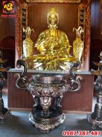 Tượng Phật Adida ngồi đài sen cao 3m bằng đồng dát vàng nặng 3 tấn
