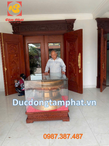 Quả trống đồng đường kính 80cm vân chìm bàn giao cho quý khách hàng