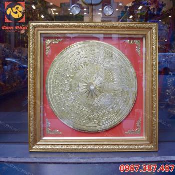 Mặt trống đồng đường kính 60 cm khung gỗ 80 cm