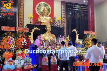 Đúc Tượng Nguyễn Thị Định cao 1m7 bằng đồng dát vàng 9999: Khu di tích đền thờ Nguyễn Thị Định