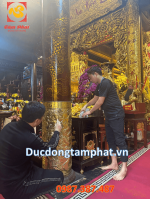 Thi công đúc đồng ốp chân cột ngũ long cao 97cm đền Ứng Thiên
