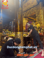 Thi công đúc đồng ốp chân cột ngũ long cao 97cm đền Ứng Thiên