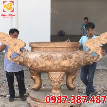 Đúc lư hương cao 1m5 đẹp tinh xảo, lư hương bằng đồng giá rẻ
