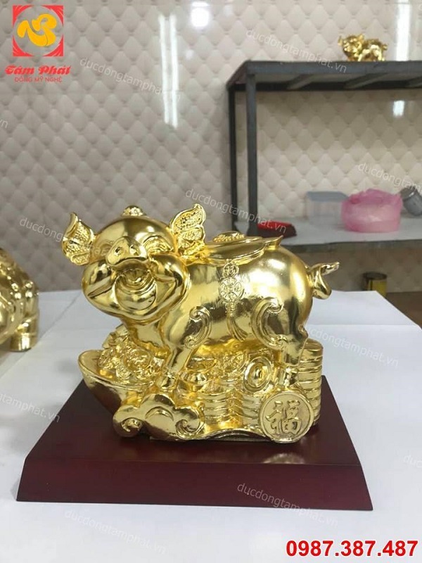 10 mẫu heo phong thuỷ bằng đồng mạ vàng - quà tặng năm 2019 ý nghĩa