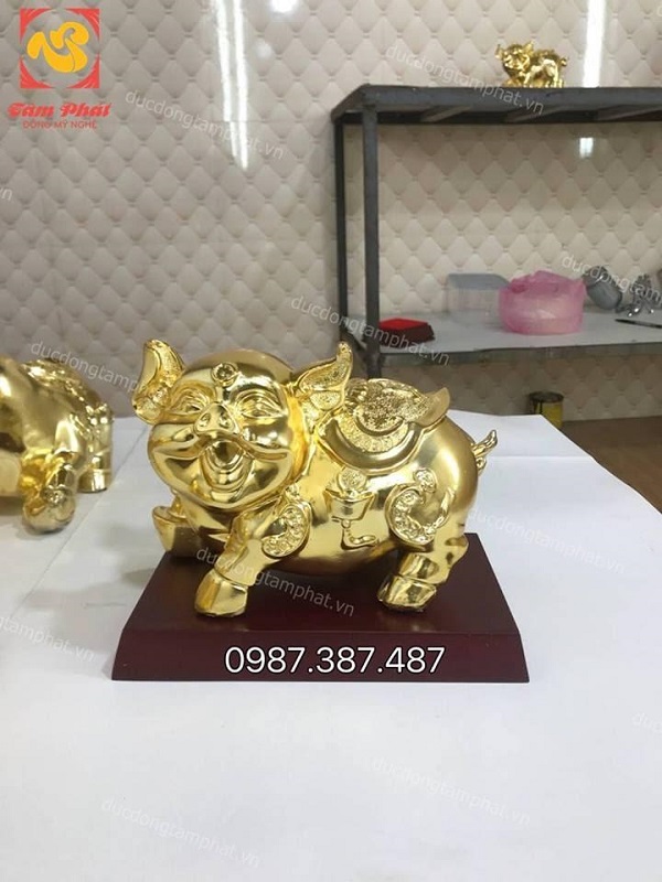 10 mẫu heo phong thuỷ bằng đồng mạ vàng - quà tặng năm 2019 ý nghĩa
