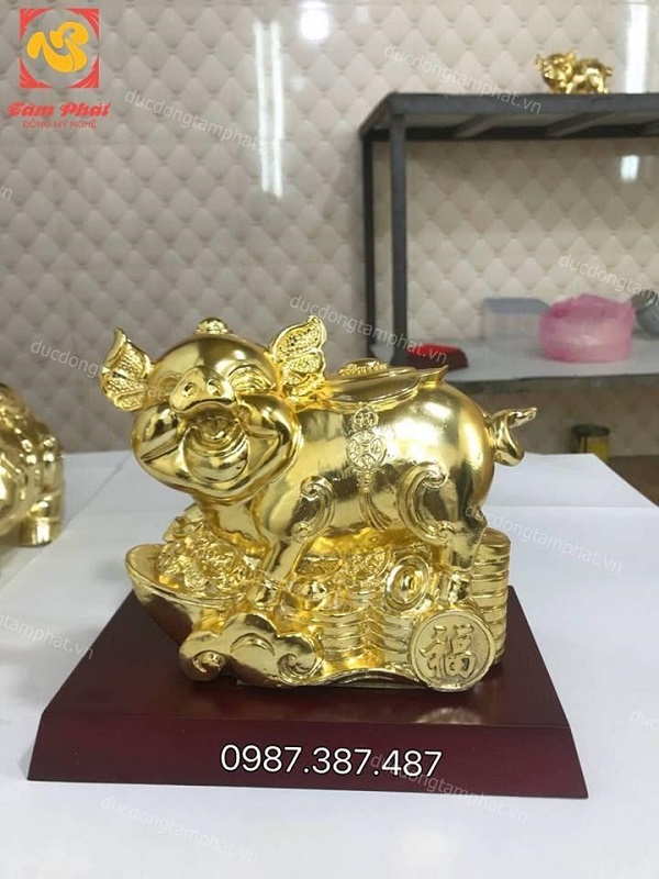 10 mẫu heo phong thuỷ bằng đồng mạ vàng - quà tặng ý nghĩa năm 2019