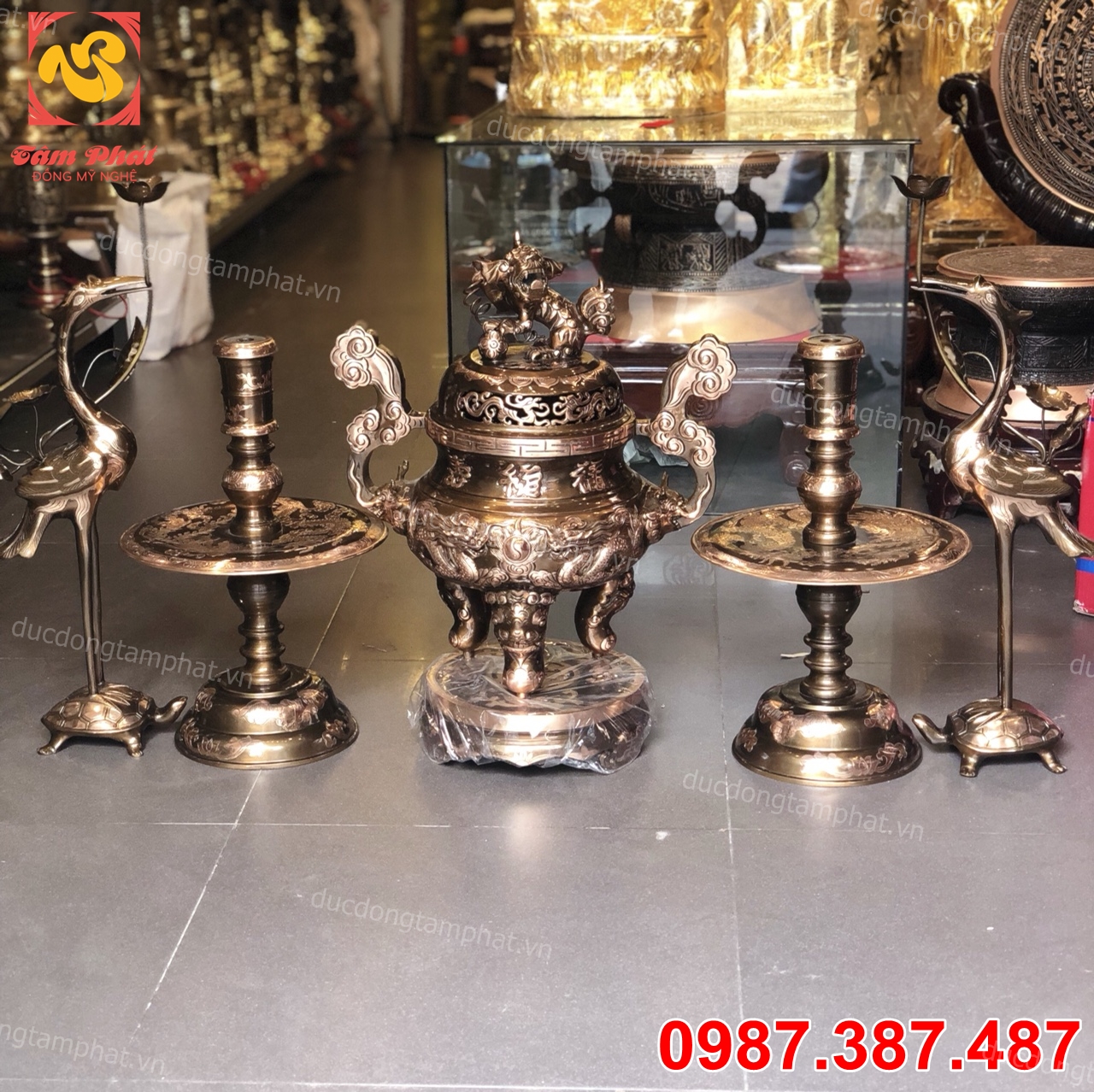 Bộ ngũ sự đỉnh đồng đỏ trạm rồng