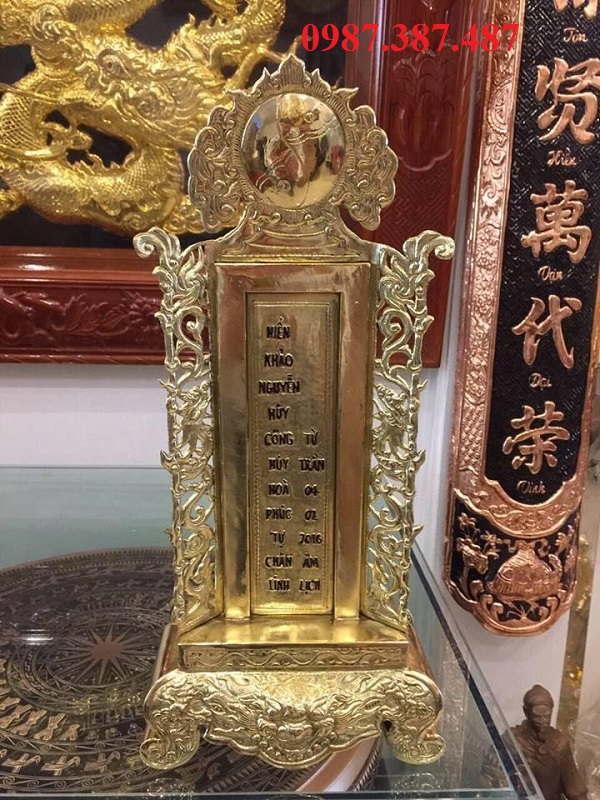 Bài vị thờ, bài vị bằng đồng kích thước cao 48cm làm theo yêu cầu!
