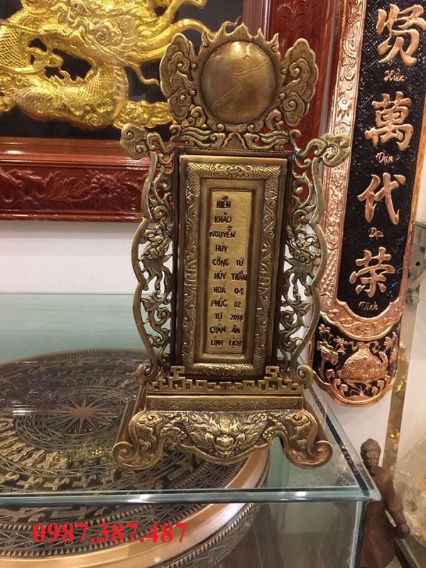 Bài vị thờ, bài vị bằng đồng kích thước cao 48cm làm theo yêu cầu!