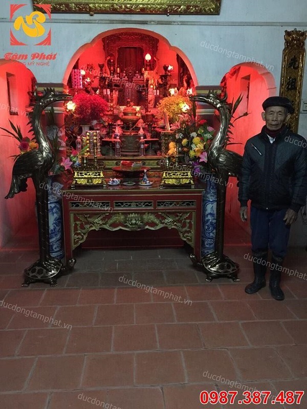 Bàn giao và lắp đặt hạc đồng cao 1m93 tại Ứng Hoà - Hà Nội.!!