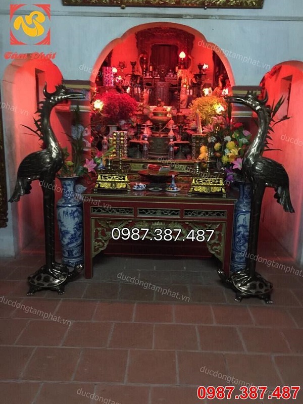 Bàn giao và lắp đặt hạc đồng cao 1m93 tại Ứng Hoà - Hà Nội.!!
