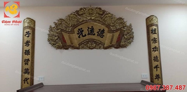 Bộ cuốn thư câu đối 1m76 giả cổ treo tại nhà khách