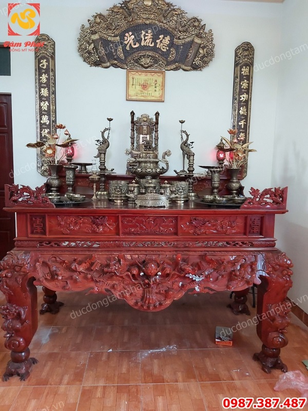 Bộ đồ thờ bằng đồng đầy đủ giá xưởng lắp đặt tại Phúc Thọ- Hà Nội