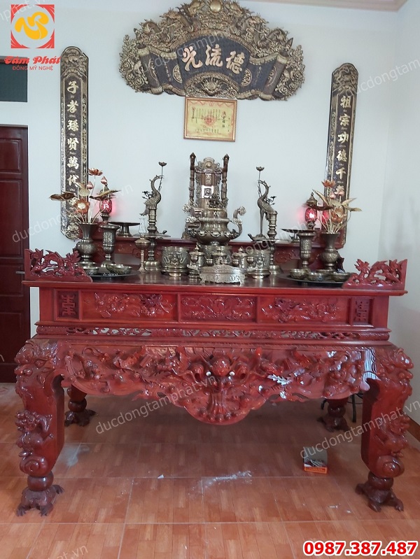 Bộ đồ thờ bằng đồng đầy đủ giá xưởng lắp đặt tại Phúc Thọ- Hà Nội