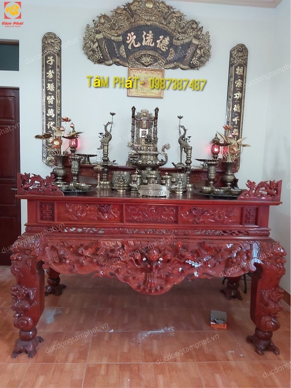 Bộ đồ thờ bằng đồng đầy đủ giá xưởng lắp đặt tại Phúc Thọ- Hà Nội