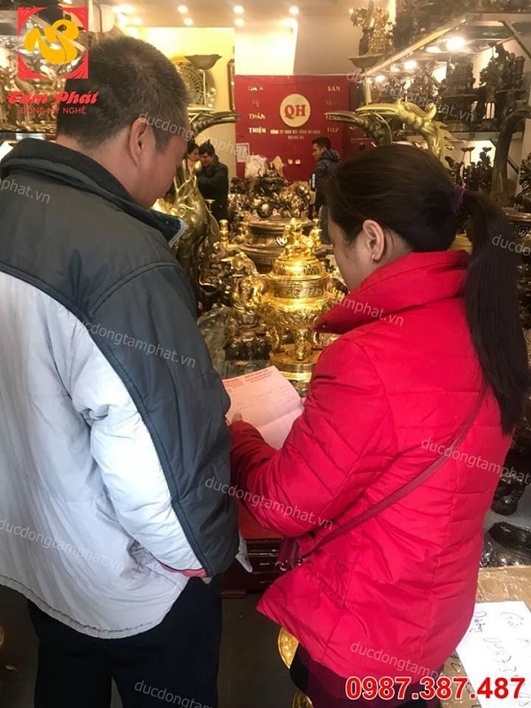 Bộ ngũ sự cao 60cm đồng đỏ thếp vàng 9999 bàn giao cho khách.!!