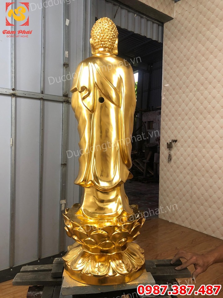 Bộ Tây Phương tam thánh bằng đồng dát vàng cao 90cm chuyển sang Hà Lan cho thầy Thích Minh Giác