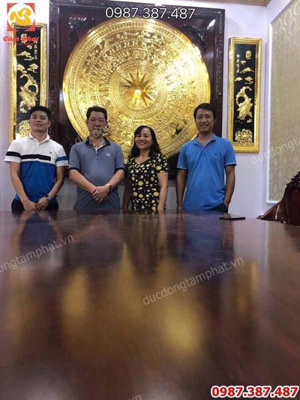 Bộ tranh đồng Lý Ngư Vọng Nguyệt thếp vàng tinh xảo