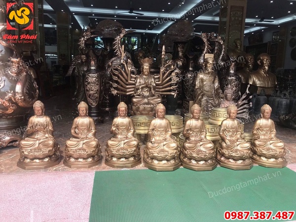Bộ tượng Dược Sư bằng đồng cao 48cm đúc đồng đỏ và thếp vàng 9999 cực đẹp..!