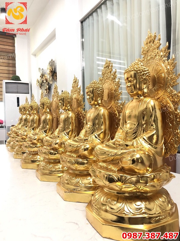 Bộ tượng Dược Sư bằng đồng cao 48cm đúc đồng đỏ và thếp vàng 9999 cực đẹp..!