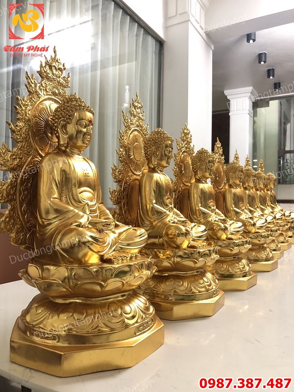 Bộ tượng Dược Sư bằng đồng cao 48cm đúc đồng đỏ và thếp vàng 9999 cực đẹp..!