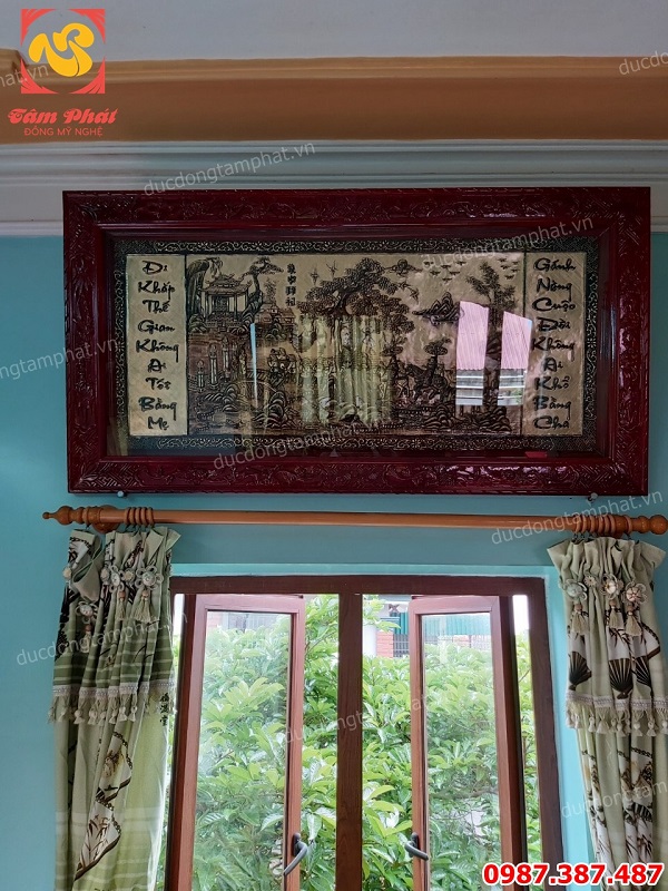 Bức tranh đồng ghi nhớ công lao cha mẹ chuyển thể bên bức tranh Vinh Quy Bái Tổ tuyệt đẹp..!