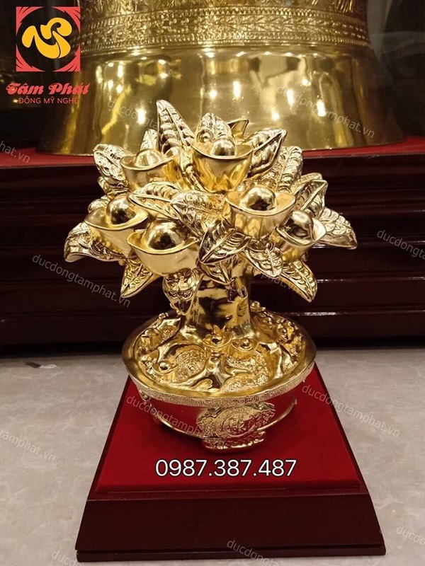 Cây tiền tài lộc mạ vàng 24k - vật phẩm phong thủy để bàn