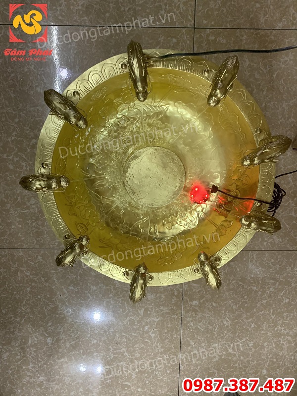 Chậu tắm Phật cửu long bằng đồng đường kính 50cm tuyệt đẹp
