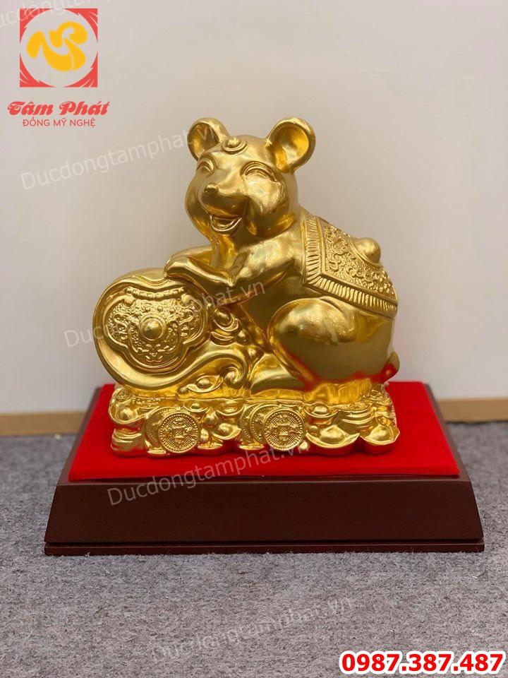 Chuột phong thủy, linh vật chuột năm 2020 bằng đồng dát vàng.!